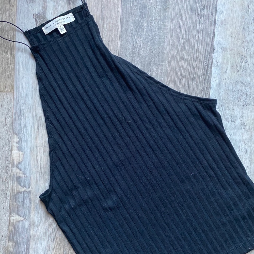 UO high halter neck black ribbed tank